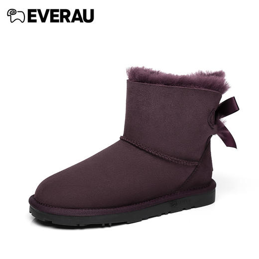 EVERAU蝴蝶结短靴雪地靴皮毛一体防滑防泼水女鞋EA3005 商品图12