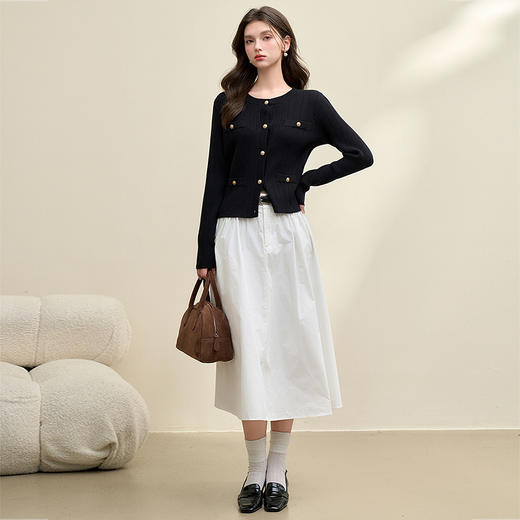 法式优雅气质小香风针织外套女圆领修身弹力上衣V3942695 商品图1