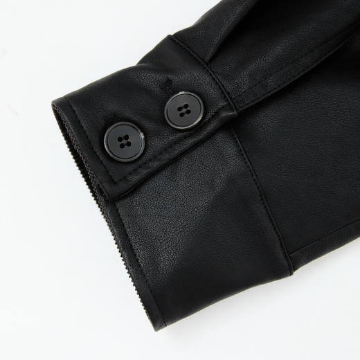 简约干练设计感翻领中长款皮外套女秋季高级感上衣V0043704 商品图5