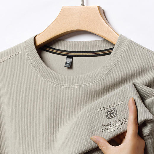 卫衣男圆领春秋新款高档中年休闲帅气宽松外穿上衣打底衫抖音爆款学生正装长袖体恤衫打底衫 商品图8