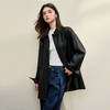 简约干练设计感翻领中长款皮外套女秋季高级感上衣V0043704 商品缩略图2