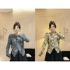 2024新品 佳佳同款【霜月长安】前开叉水墨印花设计感小上衣显瘦气质长袖时尚 商品缩略图0