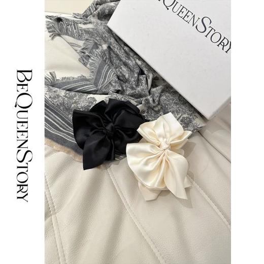 BeQueenStory配饰 时尚洋气缎面蝴蝶结ins发夹后脑勺抓夹鲨鱼夹 商品图0