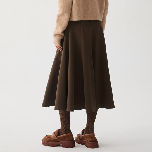 谜底A字型半身裙2024冬季新品通勤风磨毛保暖伞型半裙女244MB1627 商品图2