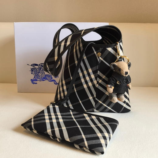 Burberry博柏利 可拆式收纳袋按扣开襟格纹 棉 手提单肩包 小号 女款（HH） 商品图1