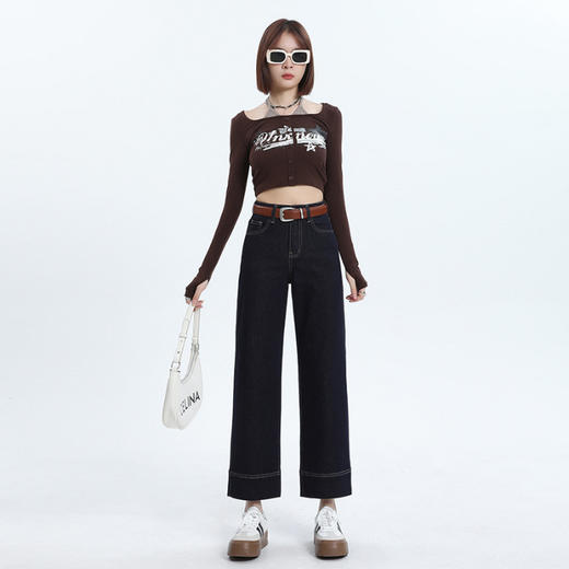 HEY+JEANS 复古设计感九分直筒牛仔裤 商品图7