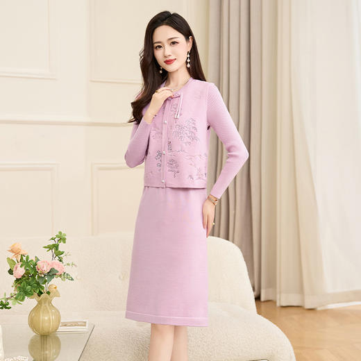 2024秋款新中式国风盘扣重工刺绣时尚背心连衣裙两件套裙HR-YBER211 商品图2