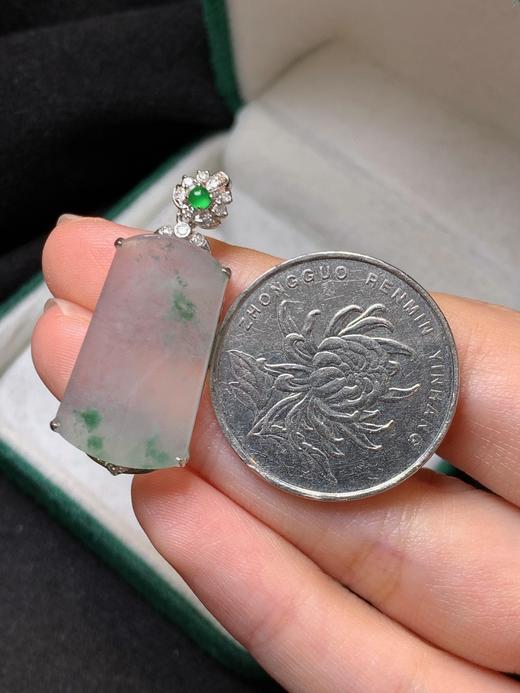 18k金冰飘花翡翠平安牌吊坠 商品图4