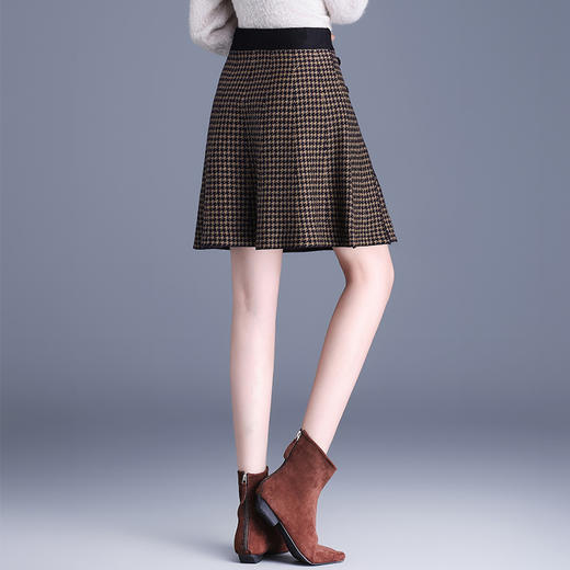 国风复古毛线千鸟格高腰半身裙MYX-621 商品图2