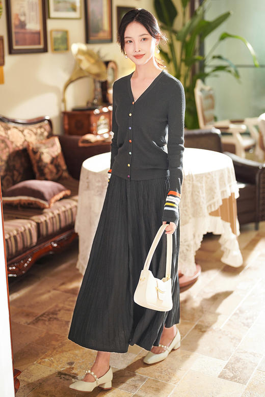 逸红颜明月优选 #高质学院风开衫「学院派」30羊毛混纺，撞色百搭彩虹糖开衫 商品图11