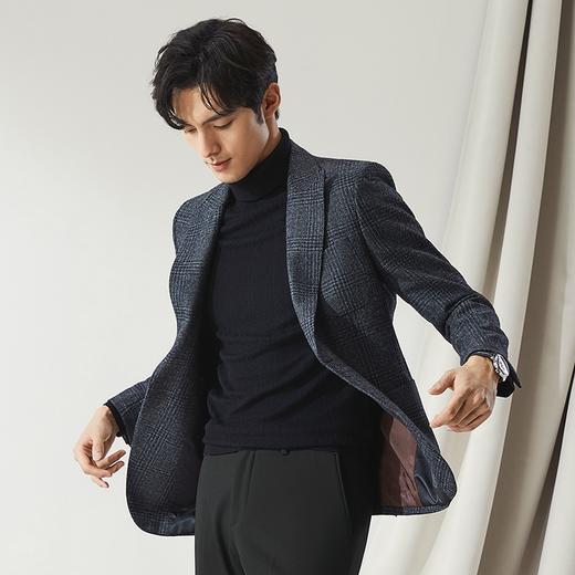 【高端系列】柒牌男装西服男2024秋冬新款商务格纹羊毛单西装外套	127C70990 商品图1