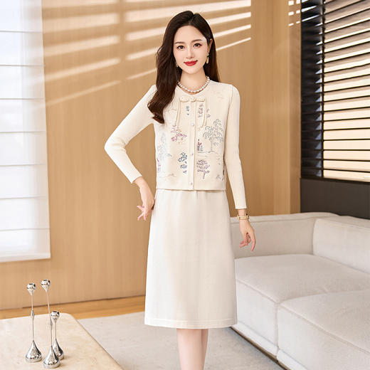 2024秋款新中式国风盘扣重工刺绣时尚背心连衣裙两件套裙HR-YBER211 商品图3