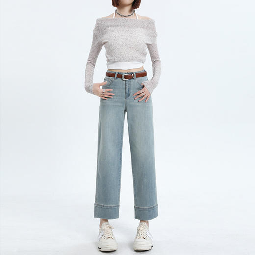 HEY+JEANS 复古设计感九分直筒牛仔裤 商品图8