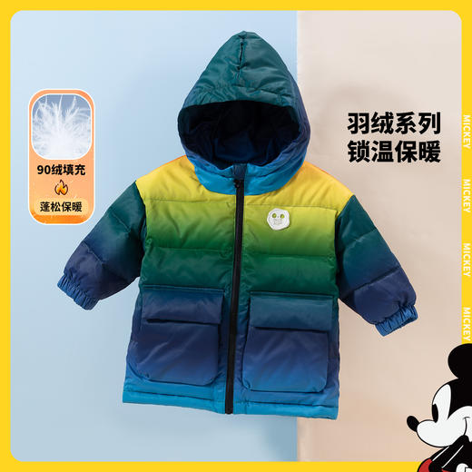 迪士尼冬季男童羽绒外套连帽防风上衣中大童保暖中长款羽绒服224DS0708 商品图8
