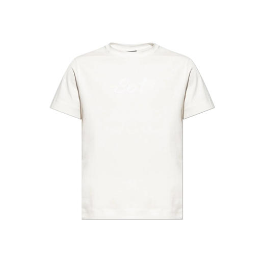 EMPORIO ARMANI 阿玛尼 男士斜体徽标刺绣 ASV 棉质轻质针织圆领短袖T恤 白色 6D1TQ8 1JOCZ 0101 商品图0