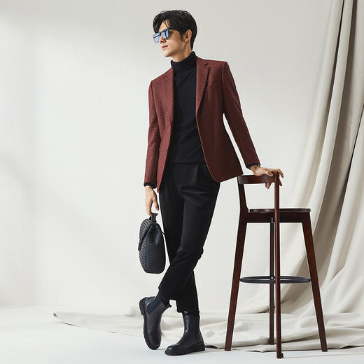 【高端系列】柒牌西装男秋冬新品进口面料纯羊毛商务休闲西服外套	127C71010 商品图3