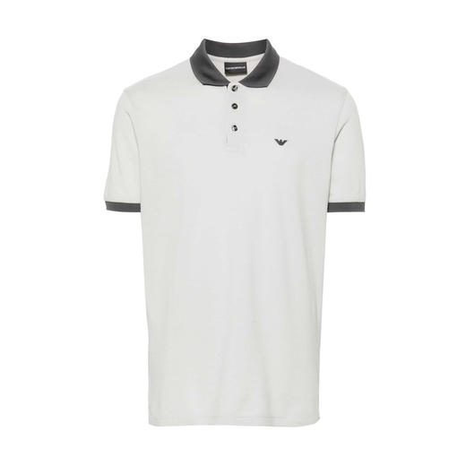 EMPORIO ARMANI 阿玛尼 男士带 V 形饰边的丝光珠地网眼 Polo 衫 灰色 3D1FM1 1JTKZ 0646 商品图0