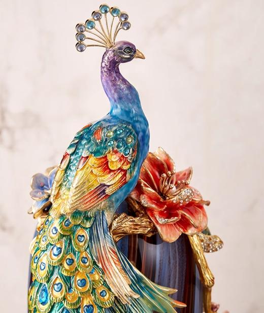 【彼达思】罗比罗丹孔雀富贵吉祥花瓶摆件珐琅彩工艺家居饰品乔迁礼物 商品图1