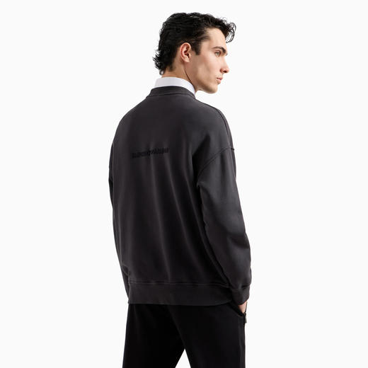 EMPORIO ARMANI 阿玛尼 男士超大压花徽标刺绣棉质宽松版型针织运动卫衣 灰色 6D1MD4 1JTAZ 0842 商品图2