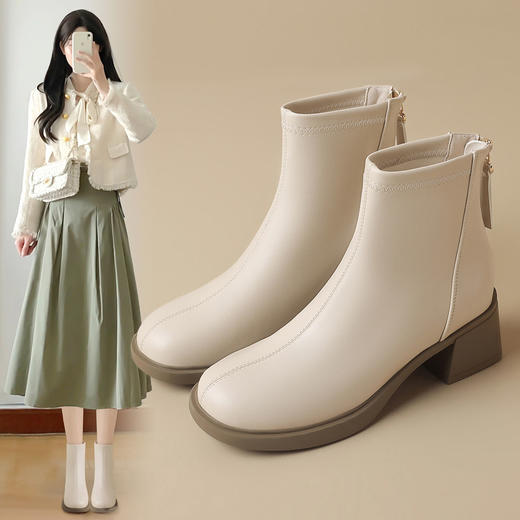 ZHR则则时装百搭短靴女2024秋冬新款英伦风马丁靴气质显高瘦瘦靴 商品图1