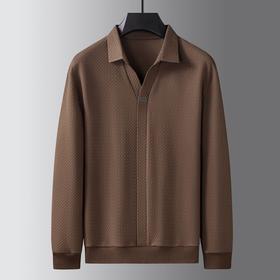 【新款DK】大依优型大码长袖衬衫领卫衣长绒棉长袖T恤翻领男士加肥加大休闲大码男装宽松上衣