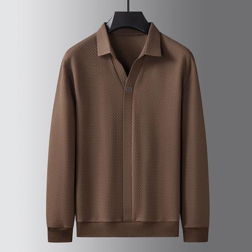 【新款DK】大依优型大码长袖衬衫领卫衣长绒棉长袖T恤翻领男士加肥加大休闲大码男装宽松上衣 商品图0