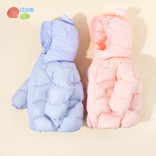 贝贝怡冬季女童简约可爱连帽羽绒服保暖防风外套ZB4DS004 商品图4