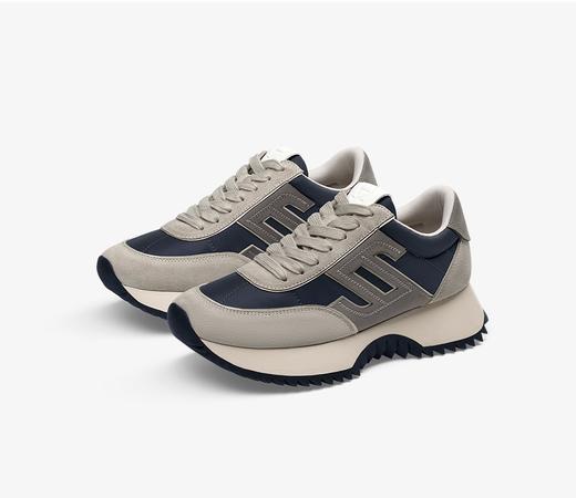 燕麦拿铁-莎莎苏2024秋新款厚底增高阿甘鞋复古百搭卡其色德训鞋 商品图0