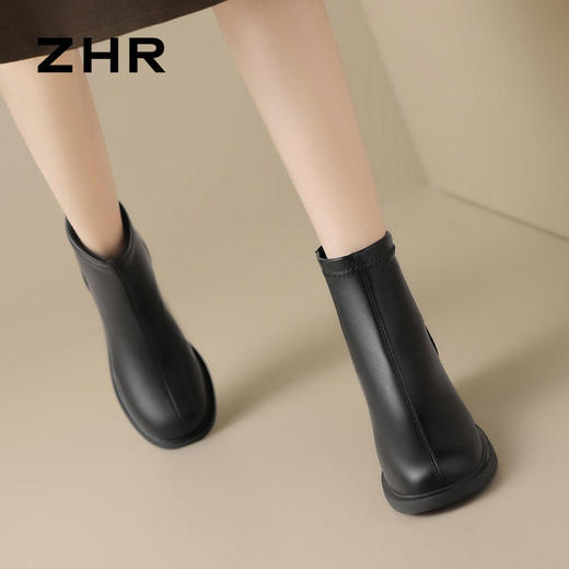 ZHR则则时装百搭短靴女2024秋冬新款英伦风马丁靴气质显高瘦瘦靴 商品图5