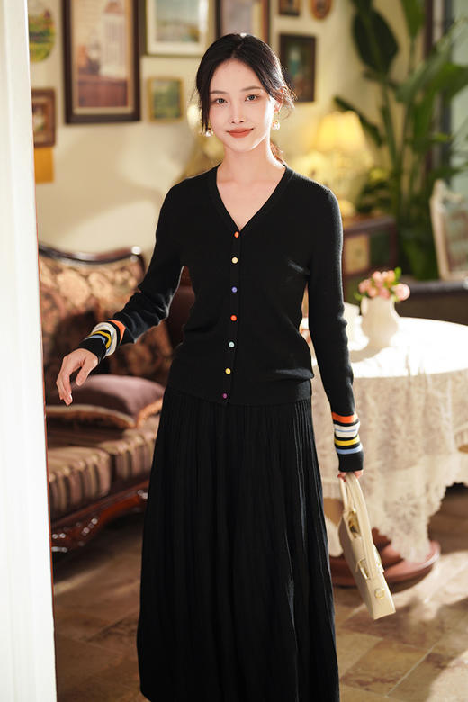 逸红颜明月优选 #蚕丝羊绒百褶裙🎶「韵律」，优雅随性的高腰A字半裙 商品图12