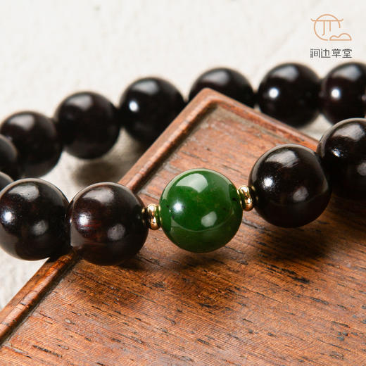 碧玉顶珠清代檀香紫檀家具老料制手串直径1.2cm 商品图4