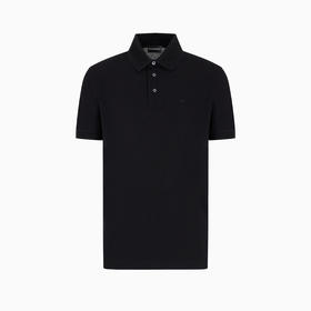 EMPORIO ARMANI 阿玛尼 男士带 V 形饰边的丝光珠地网眼 Polo 衫 黑色 3D1FF2 1JTKZ 0999