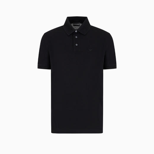 EMPORIO ARMANI 阿玛尼 男士带 V 形饰边的丝光珠地网眼 Polo 衫 黑色 3D1FF2 1JTKZ 0999 商品图0