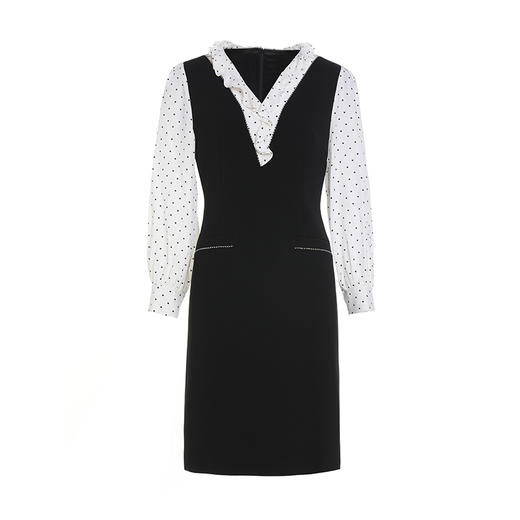 乔万尼连衣裙新款女春秋荷叶边小香风假两件EM3E419 商品图4