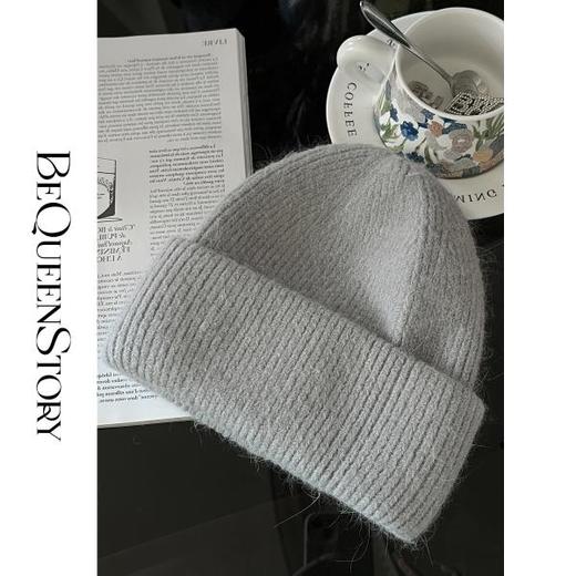 7色百搭秋冬兔毛弹力甜美休闲针织毛线帽 BeQueenStory配件 商品图4