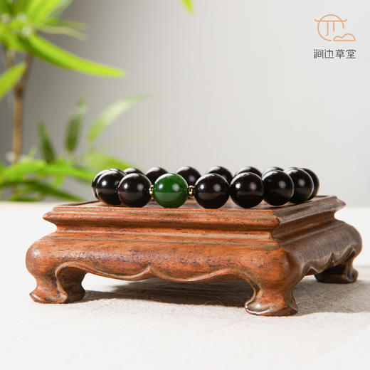 碧玉顶珠清代檀香紫檀家具老料制手串直径1.2cm 商品图2