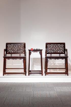 红桥红  家具严选  大红酸枝（交趾黄檀）【螭龙纹 玫瑰椅 三件套】