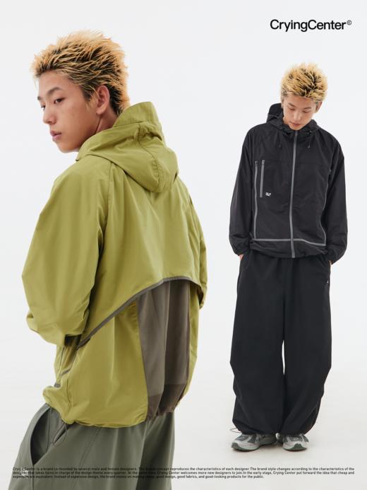 CryingCenter 芥末绿撞色边连帽运动户外软壳冲锋衣外套 哭喊中心 商品图2
