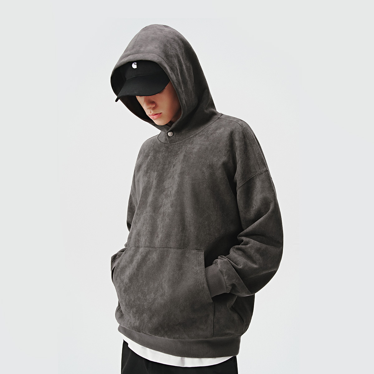 714street麂皮美式复古薄款连帽卫衣男女款帽衫2024秋季新款上衣