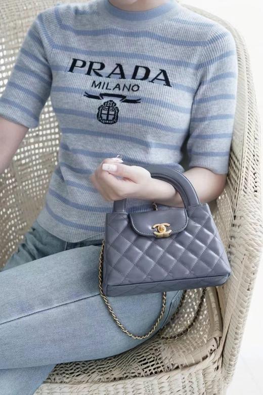 CHANEL香奈儿 24A  Kelly 菱格纹 链条肩带 皮革 单肩斜挎手提包 女款 灰色（HH） 商品图8