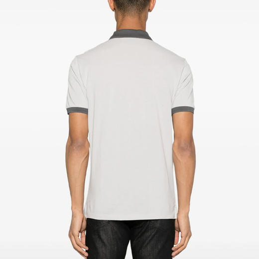 EMPORIO ARMANI 阿玛尼 男士带 V 形饰边的丝光珠地网眼 Polo 衫 灰色 3D1FM1 1JTKZ 0646 商品图2