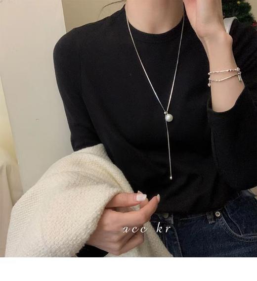 灵魂高冷珍珠蛇骨链韩国出口珍珠毛衣链可调毛衣链 商品图1