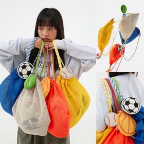 CryingCenter运动网球足球棒球篮球网布多用手绳零钱多巴胺健身包