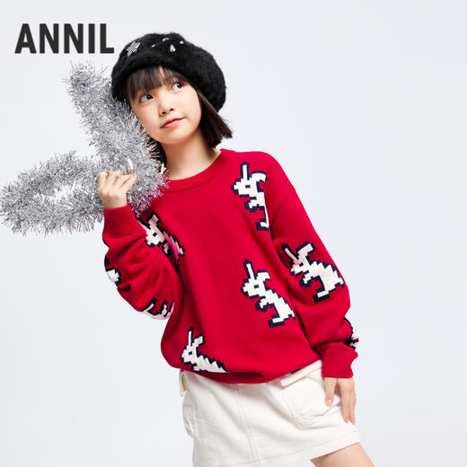 男女童圆领针织衫冬季新款安奈儿童装EM444649 商品图2