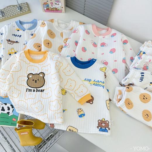 儿童纯棉保暖套装A类三层夹棉高腰+平腰家居服 商品图2