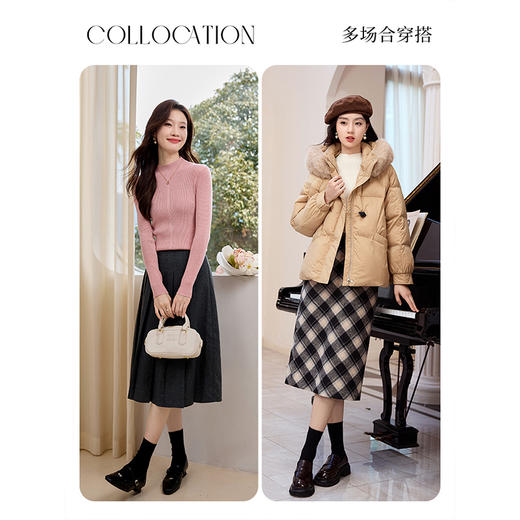 【年终特卖】熙世界纯色打底针织衫秋冬女2025新款肌理感正肩显瘦半高领上衣 商品图4