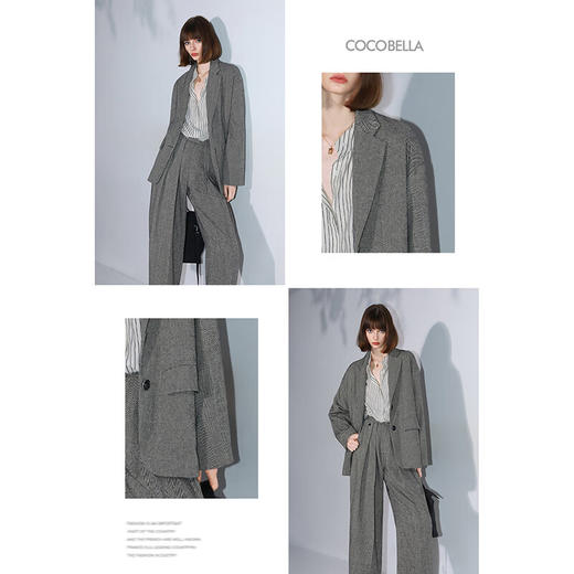 COCOBELLA提花人字纹老钱风轻商务西装秋休闲毛呢外套SI0010 商品图2