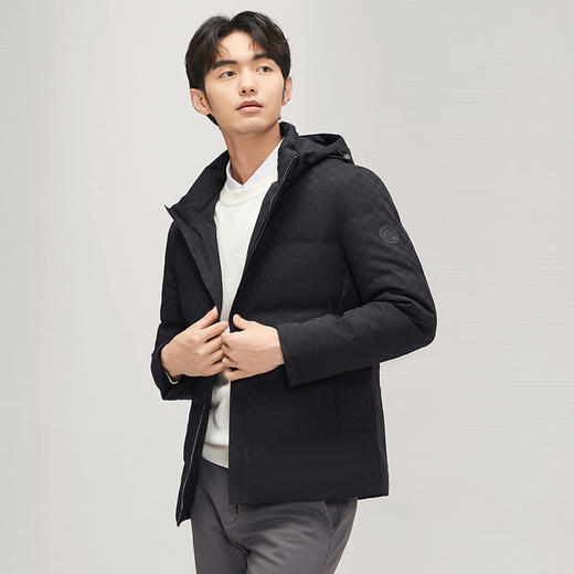 【白鸭绒】柒牌可卸连帽羽绒服男冬季新款时尚潮流提花保暖厚外套	127E70270 商品图1