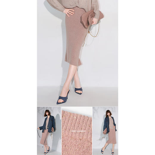 COCOBELLA[璀璨星河]细闪亮片软糯针织半身裙秋包臀裙HS3079 商品图2