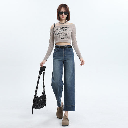 HEY+JEANS 复古设计感九分直筒牛仔裤 商品图2